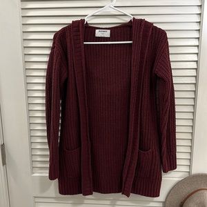 Hooded Burgundy Cardigan